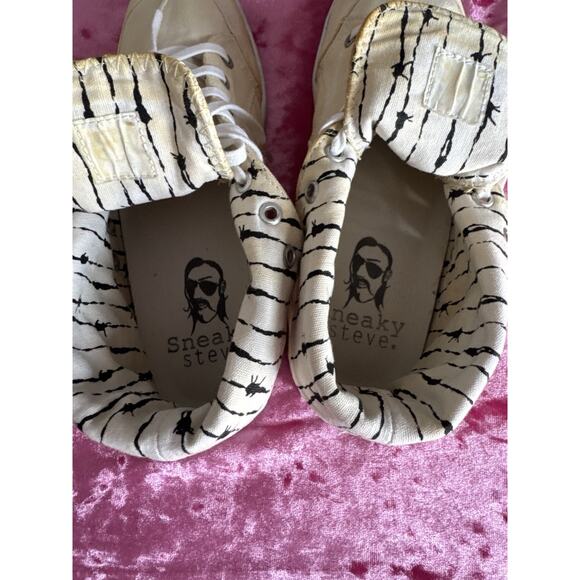 Sneaky Steve High Top Sneakers US 11 Men's Off White Distressed - Picture 3 of 8